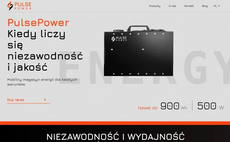 Zrzut ekranu strony PulsePower